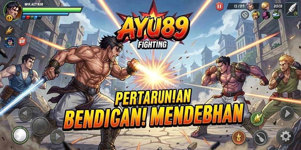 Tampilan mendebarkan dari gameplay AYU89 saat karakter bertarung.