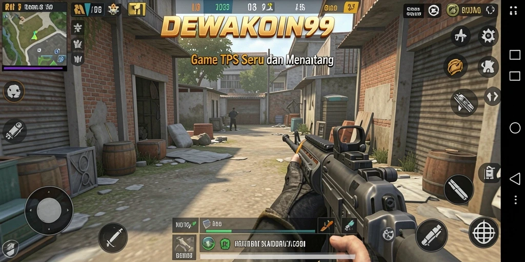 Screenshot gameplay DEWAKOIN99 dengan aksi mendebarkan di medan perang.