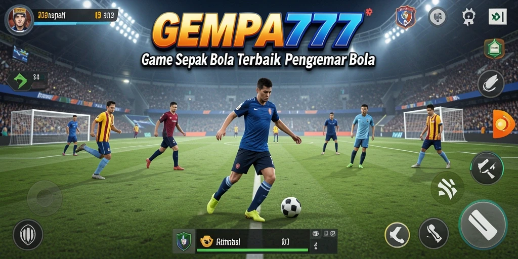 Tangkapan layar gameplay <strong>GEMPA777</strong> yang menampilkan aksi di lapangan sepak bola.