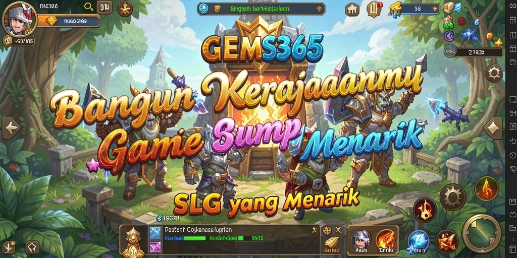 Gameplay GEMS365 yang menampilkan pembangunan kerajaan yang menarik.