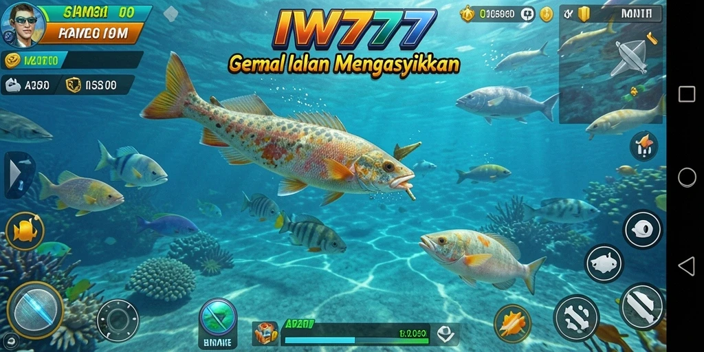 Tampilan gameplay IW777 yang mendebarkan saat berburu ikan.
