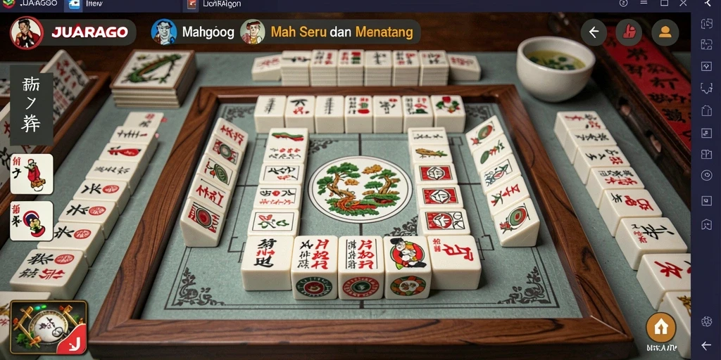 Screenshot gameplay JUARAGO menunjukkan pengalaman bermain Mahjong yang mendebarkan.