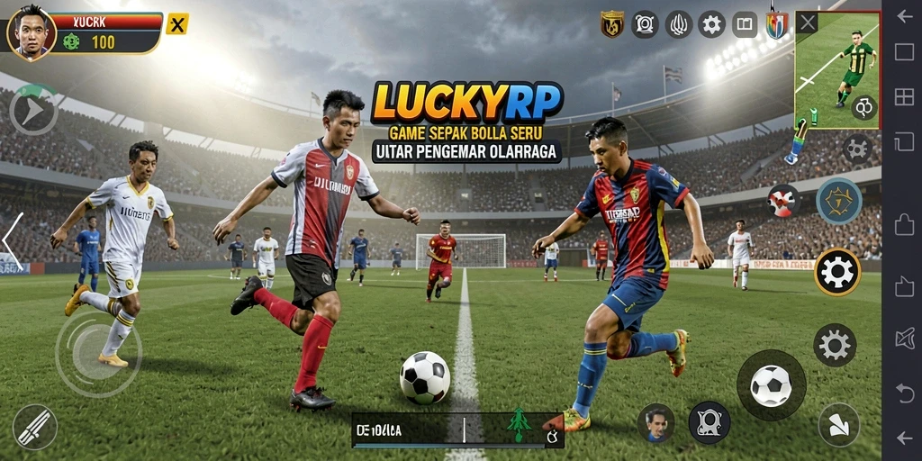Gameplay seru di LUCKYRP menampilkan aksi sepak bola yang mendebarkan.
