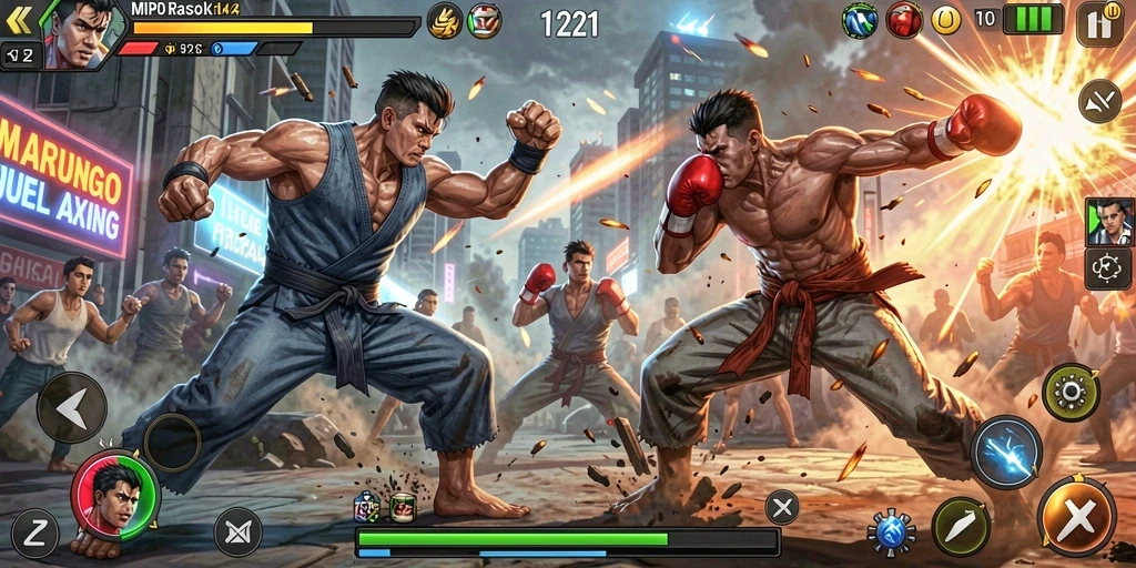 Tampilan gameplay seru dalam pertarungan arena MPO1221.