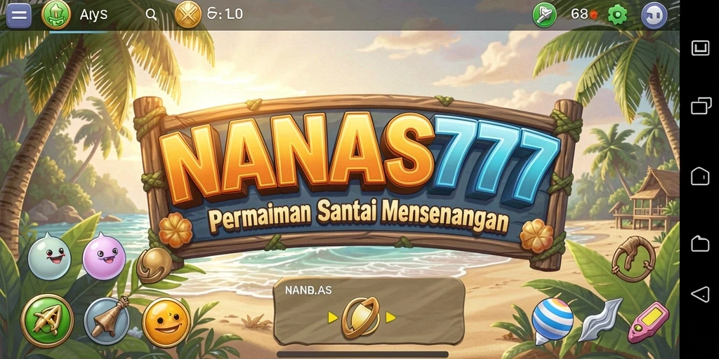 Tampilan gameplay NANAS777 yang ceria dan penuh warna.
