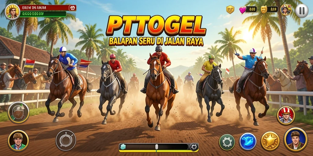 Tampilan gameplay PTTOGEL saat balapan di lintasan.