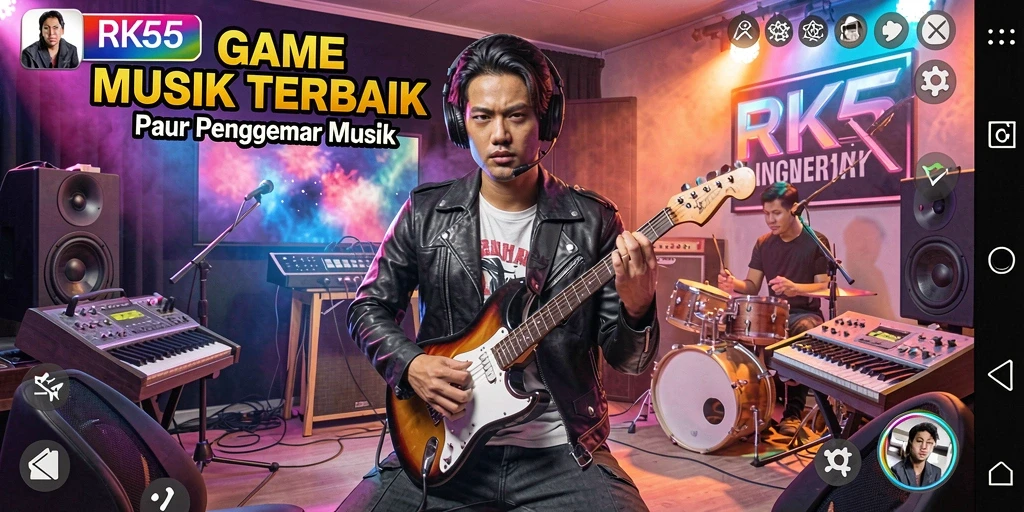 Tampilan gameplay RK55 yang seru dan interaktif saat bermain musik.