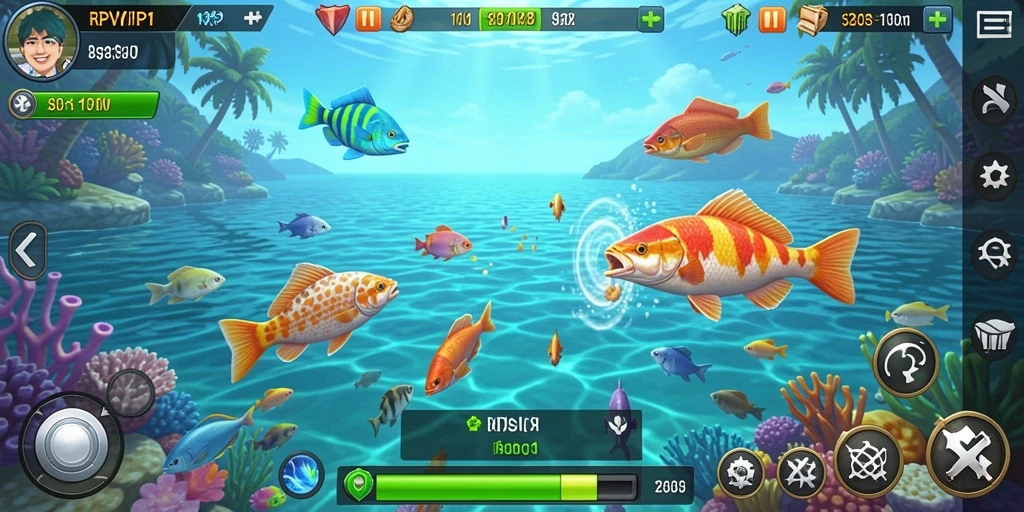 Tampilan screenshot game RPVIP1 yang menampilkan aksi Tembak Ikan yang seru