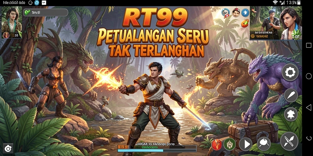 Tangkapan layar utama RT99 menampilkan gameplay petualangan yang mendebarkan.