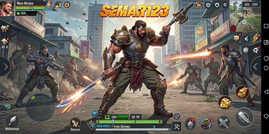 Screenshot SEMAR123 menampilkan aksi strategi yang intens.