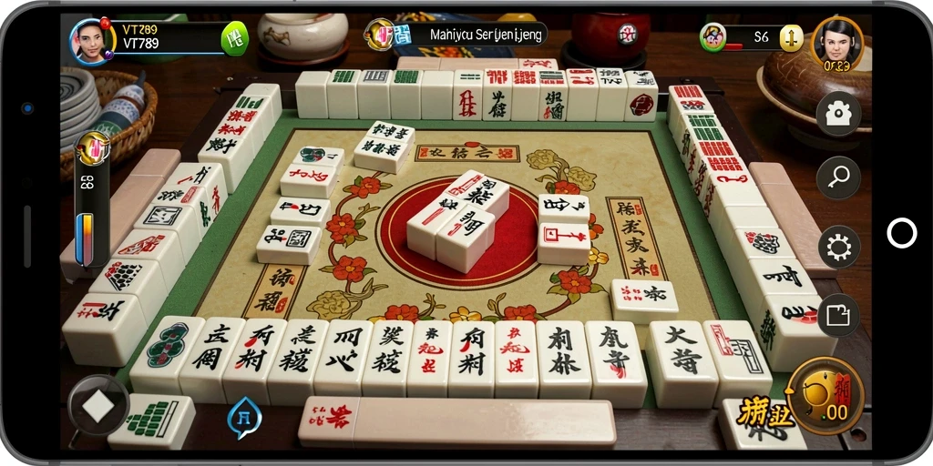 Screenshot gameplay VT789 menampilkan suasana permainan Mahjong yang seru dan menantang.