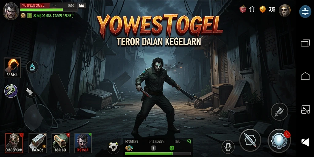 Tangkapan layar gameplay YOWESTOGEL dengan atmosfer horror yang menakutkan.